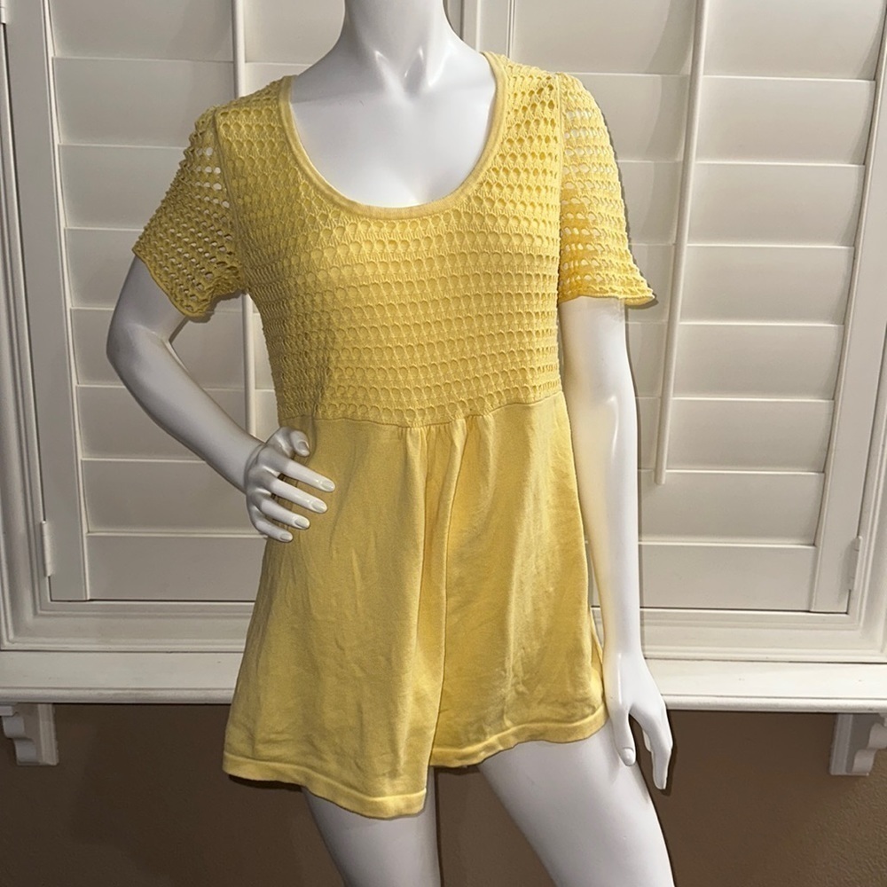 Lane Bryant yellow crochet baby doll top